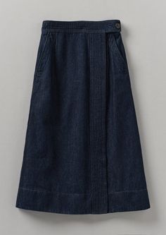 Cotton Hemp Denim Wrap Skirt | Indigo Cotton Denim Skirt With Belt Loops For Work, Cotton Dark Wash Denim Skirt With Belt Loops, Denim Blue Cotton Skirt With Belt Loops, Cotton Denim Skirt With Pockets And Asymmetrical Cut, Asymmetrical Cotton Denim Skirt With Pockets, Dark Wash Cotton Skirt For Work, Denim Wrap Skirt, Mens Loungewear, Loungewear Women