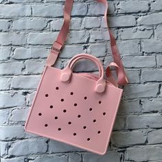 Pink Cross Body Bag That Fits Croc Compatible Charms. Approximately 10.5x8.5x3 Pink Cross Body Bag, Croc Bag, Pink Cross, Cross Body Bag, Body Bag, Cross Body, Crossbody Bags, Pink Ladies, Charms