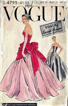 an old fashion magazine cover with a woman in a dress