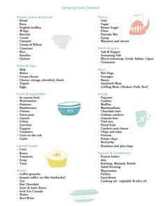 a list of different types of food