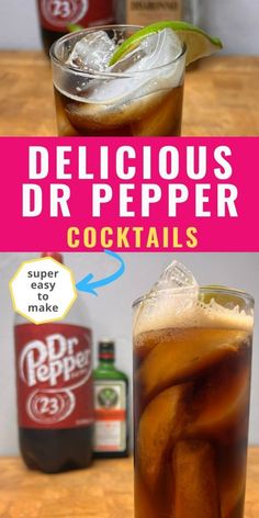 the delicious dr pepper cocktail is ready to be eaten