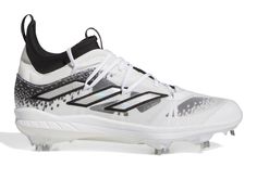 the adidas soccer shoe is white and black