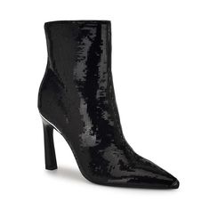 Instantly upgrade your footwear game with these Nine West Balize Pointy Toe Tapered Heel Women's Dress Ankle Boots.Click this FOOTWEAR GUIDE to find the perfect fit and more! Instantly upgrade your footwear game with these Nine West Balize Pointy Toe Tapered Heel Women's Dress Ankle Boots. Click this FOOTWEAR GUIDE to find the perfect fit and more! SHOE CONSTRUCTION Sequin/Faux Patent Leather, Sequin/Synthetic upper Textile/Synthetic lining Synthetic outsoleSHOE DETAILS Pointed toe Zipper closur Sequin Dress With Boots, Dress Ankle Boots, Ankle Boots Dress, Black Ankle Booties, Dress And Heels, Black Sequins, Boot Shoes Women, Ankle Booties, Women's Pumps