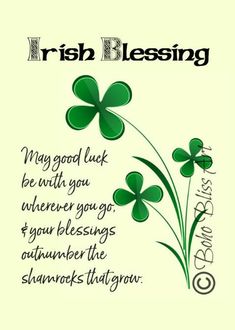 irish blessing card with shamrocks on it