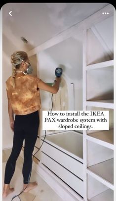 Dressing Pax Ikea, Slanted Ceiling Closet, Loft Closet, Dressing Ikea, Diy Dressing, Wall Mudroom, Attic Bedroom Storage, Attic Wardrobe, Window Mudroom