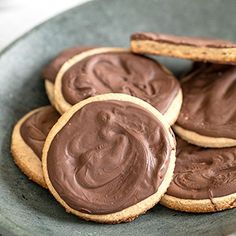 cookies with chocolate frosting in a bowl