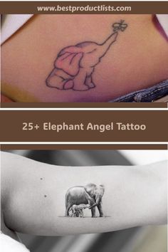 25+ Elephant Angel Tattoo Large Tattoos