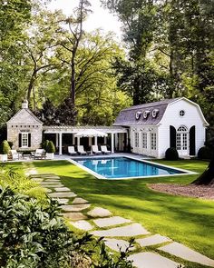 a house with a pool in the yard