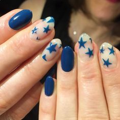 Star Gel Nail Designs, Gel Nails With Stars, Blue Star Nails, Hello Nails, Nagel Tips, Grunge Nails, Purple Nail, Pretty Gel Nails, Really Cute Nails