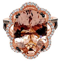 LeVian Ring Morganite Vanilla Diamonds® Chocolate Diamonds® 14K Strawberry Gold® Levian Chocolate Diamonds Rings, Levian Ring, Levian Chocolate Diamonds, Levian Rings, Chocolate Diamond Ring, Chocolate Diamond, Rolex Diamond, Chocolate Diamonds, Le Vian