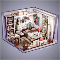 an image of a doll house with furniture and accessories in the living room or bedroom