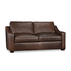 a brown leather couch on a white background