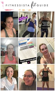 a collage of photos with the words fitness fit guide on them and pictures of women