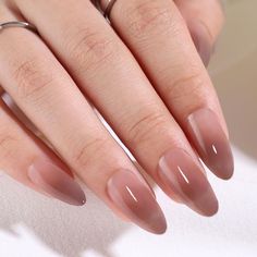 Brown Ombre Nails Acrylic, Soft Brown Nails, Ombre Nails Brown, Brown Nails Ombre, Soft Nails Ideas, Brown Gradient Nails, Almond Ombre Nails, Nail Art Designs Almond, Ombre French Tip Nails