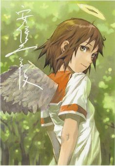 an anime character with long hair holding a large object