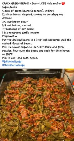 the recipe for green bean casserole is shown