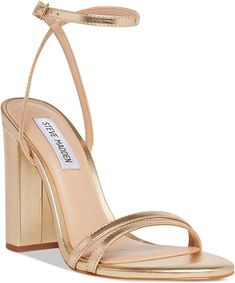 Ankle Strap Shoes, Leather Heels Sandals, Slingback Sandals, Slingback Sandal, Gold Leather, Block Heels Sandal, Steve Madden Shoes