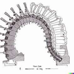 an architectural drawing of a spiral staircase