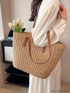 BagForLove - Double-Handled Straw Bag with Generous Storage Summer Handbags, Straw Tote Bag, Straw Handbags, Fall Photoshoot, Straw Tote, Jute Bags, Bags Tote, Word Wrap