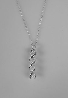 Silver DNA Necklace, Science Jewelry, 3D DNA Double Helix, Biology Jewelry, Science Themed Jewelry, Sterling Silver Chain, Biology Dna Necklace, Biology Jewelry, Science Jewelry, Double Helix, Bridesmaid Jewelry Sets, Dna Test, Themed Jewelry