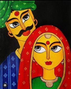 Indian Folk Art Easy, Rajasthani Canvas Painting, Folk Art Painting Easy, Rajasthani Art Design, Good Paintings, Folk Art Drawing, Folk Art Paintings, Rajasthani Painting, Rajasthani Art