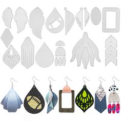 the silhouettes of different earrings and earring shapes are shown in various sizes, colors, and shapes