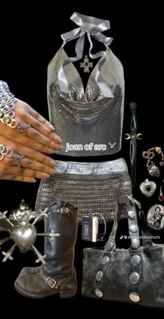 an image of a woman's clothes and accessories on her cell phone, with the caption