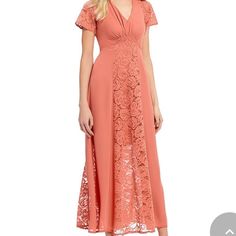 New With Tags Floral Lace Detail Coral Color Great For Spring/Summer Coral Color, Lace Detail, Floral Lace, Wrap Dress, Colorful Dresses, Coral, Spring Summer, Maxi Dress, Womens Dresses