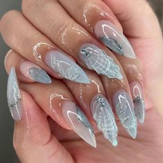 45769856450777 Fake Nails Long, Nagel Tips, Almond Shape Nails, Mermaid Nails, Vacation Nails, Blue Nail, Nagel Inspo, Stick On Nails, Nailed It