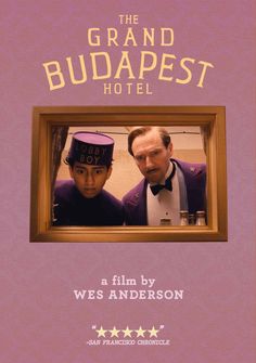 the grand budapest hotel movie poster with two men looking at each other through a mirror