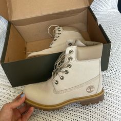 Cream Timberland Boots In Size 6.5. Worn Once Outside For A Short Period Of Time. Excellent Brand New Condition With No Flaws. Box Included. Waterproof. Timberland Leather Waterproof Boots, Cream Waterproof Boots With Round Toe, Cream Waterproof Round Toe Boots, Beige Leather Waterproof Boots With Round Toe, Beige Boots With Reinforced Round Toe, Timberland Ankle-high Boots, Cream Round Toe Outdoor Boots, Cream Round Toe Boots For Outdoor, Casual Beige Timberland Boots