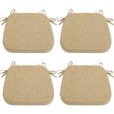 set of four square placemats with ties on each side in natural linen fabric