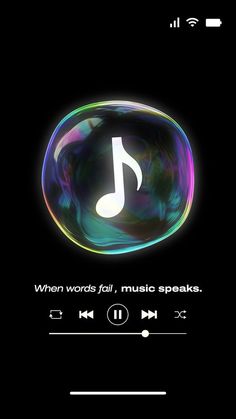 an mp3 player with the words when words fail, music speaks on it's screen