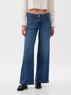 Low Rise Stride Wide-Leg Jeans | Gap Low Rise Jean, Jeans Look, Water Retention, Soil Health, Long Jeans, Break In, Low Rise Jeans, Non Stop, Pocket Jeans