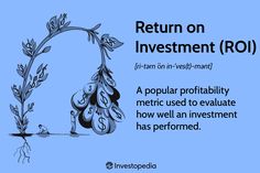 a blue background with the words return on investment rdi and an image of a plant