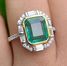 Antique Jewelry Rings, Customized Products, Lab Created Emerald, Magical Jewelry, Birthday Ring, Emerald Engagement, Gold Filled Ring, White Gold Ring, Emerald Ring