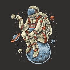 an astronaut is sitting on top of the earth