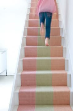 Striped Stair Runner, Staircase Runner, Stair Makeover, Broadloom Carpet, Building Stairs, Hallway Carpet Runners