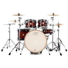 the drum set is shown on a white background