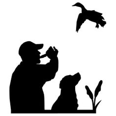 a man and his dog are looking at a bird