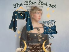 the blue star set is made from crochet and knitted by tlcc craft