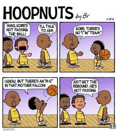 a comic strip with two kids talking to each other and one is holding a basketball