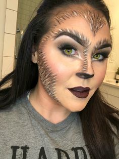 Wolf Make Up Halloween, Hyena Makeup, Halloween Diy Women, Wolf Costume Women, Lion King Face Paint, Werewolf Halloween Costume, Lion King Hyenas, Make Up Costume Ideas, Book Costume Ideas