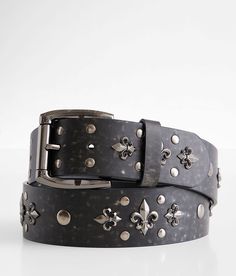 "BKE Fleur Belt - Black Small, Men's Black Studded faux leather 1 3/4" belt. Bonded Leather. Manmade materials. Apparel & Accessories" Black Leather Belt Mens, Black Leather Belts With Rivets, Black Leather Belt With Rivets, Vintage Black Belt With Buckle Closure, Spider Suit, Studded Belts, Cute Belt, Belts Men, Mens Tank