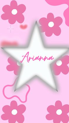 a pink and white star with the word avanna written on it's side