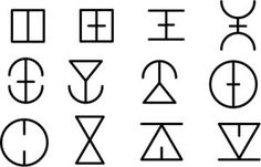 an image of various symbols in the form of letters and numbers on a white background