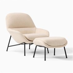 the lounge chair and ottoman is shown in beige