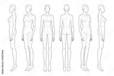 the front and back views of female mannequins with different body shapes royalty illustration