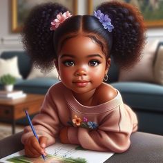 Cute Little Black Girl, Digital Art, Wall Art, Printable Art, Printable Downloads, Digital Download, Digital AI Download, Printable AI Art - Etsy Kids Cornrow Hairstyles Natural Hair, Kids Cornrow Hairstyles, Girl Digital Art, Black Baby Art, Printable Downloads, Beautiful Black Babies, Black Love Art, Black Art Pictures, Baby Art