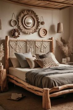 Bedroom Bed Ideas, Boho Beds, Boho Bedroom Bed, Boho Bed Frame, Japandi Dining Room Design, Japandi Dining Room, Fall Bedroom Ideas, Bedroom 2024, Cozy Fall Bedroom